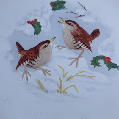 Тарелка панно Hutchenreuther Птицы 26 см фарфор Германия 1976 г.