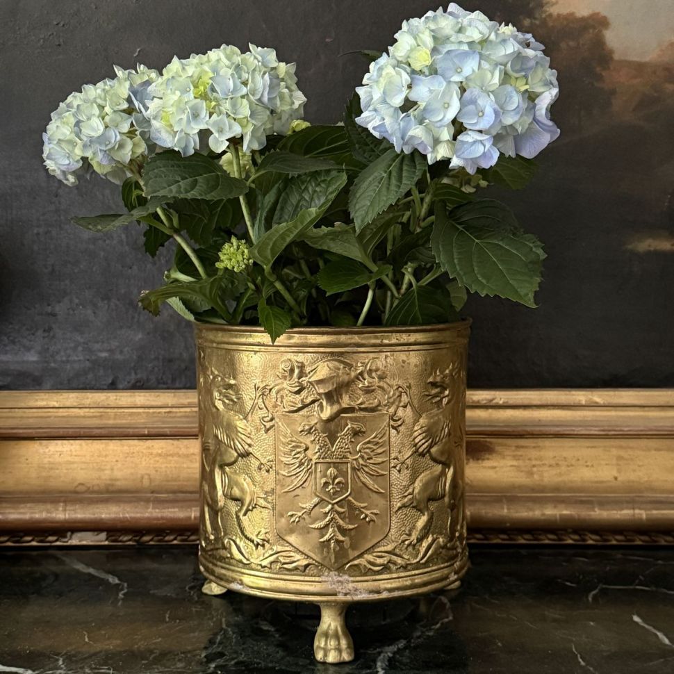 Кашпо Геральдика 23 см латунь Англия