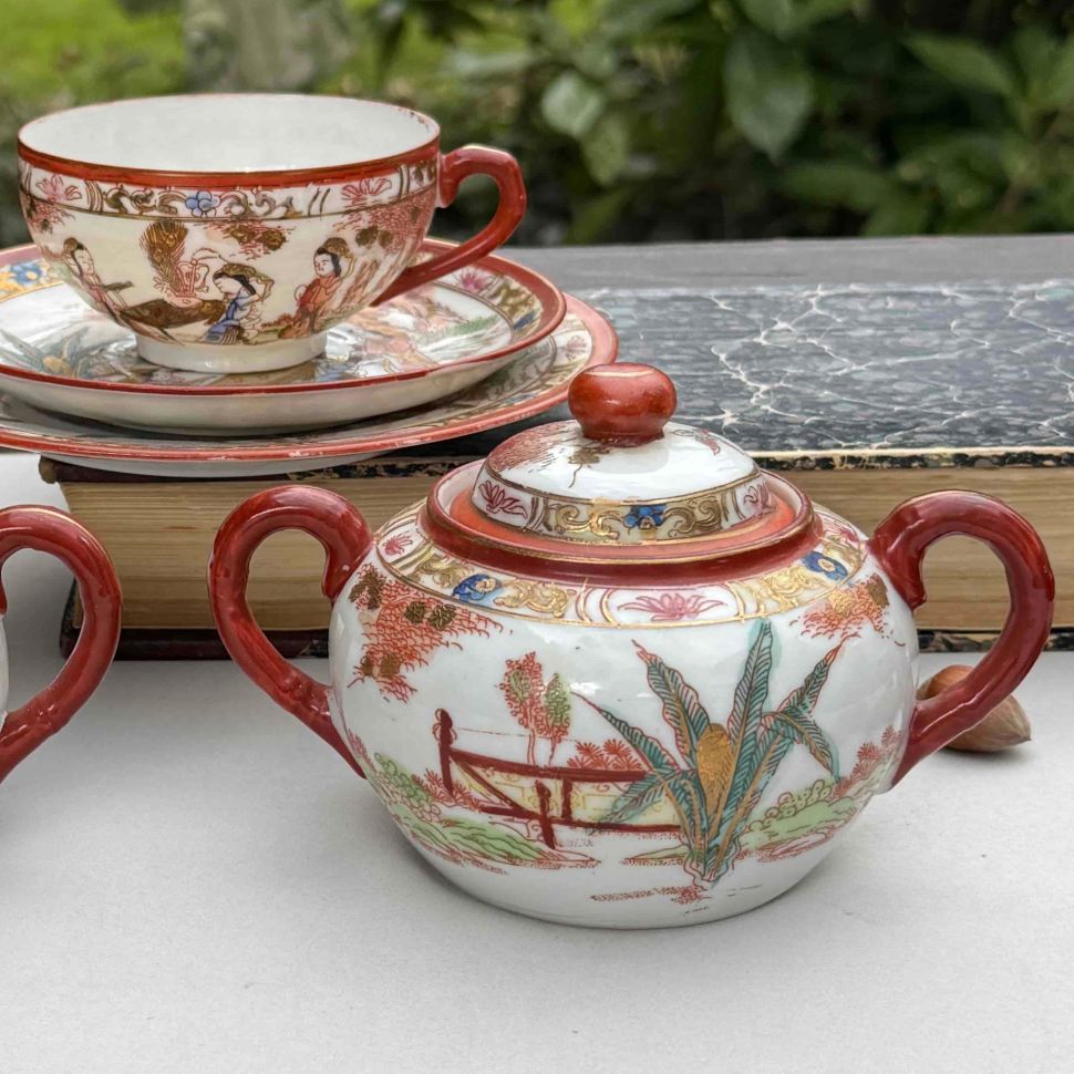 Сахарница Гейши за столом 14 см фарфор Япония