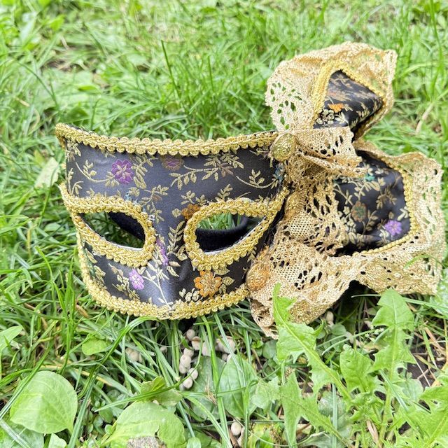 Маска венецианская 30 см Золотое кружево