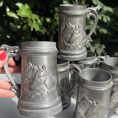 Кружка пивная Лошади 300 мл олово