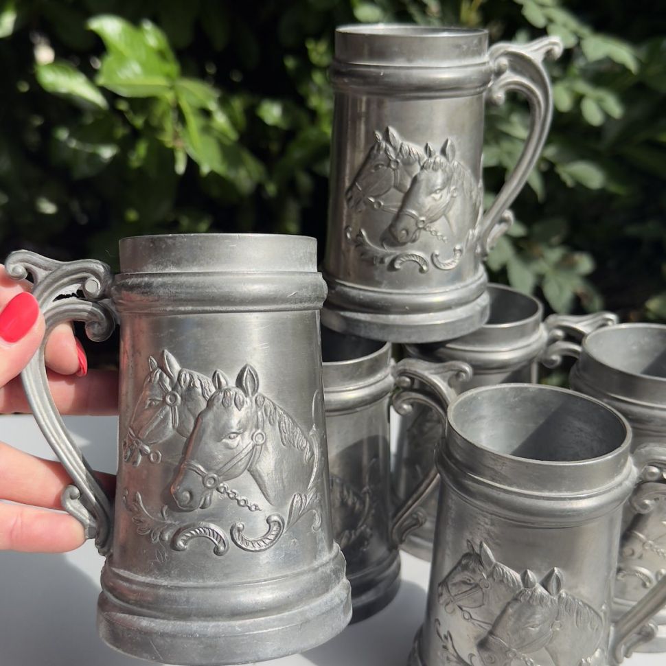 Кружка пивная Лошади 300 мл олово
