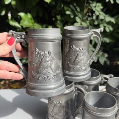 Кружка пивная Лошади 300 мл олово