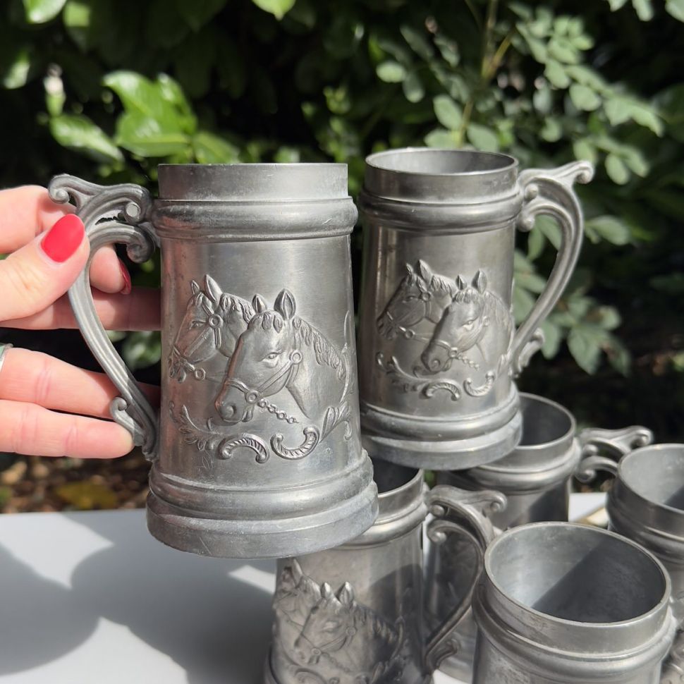 Кружка пивная Лошади 300 мл олово