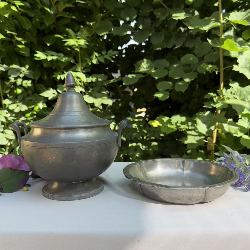 Супница ручной работы 23 см олово Франция