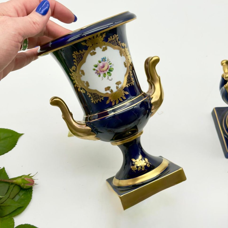 Ваза формы Медичи Lindner Мейсенский букет 21 см Германия 