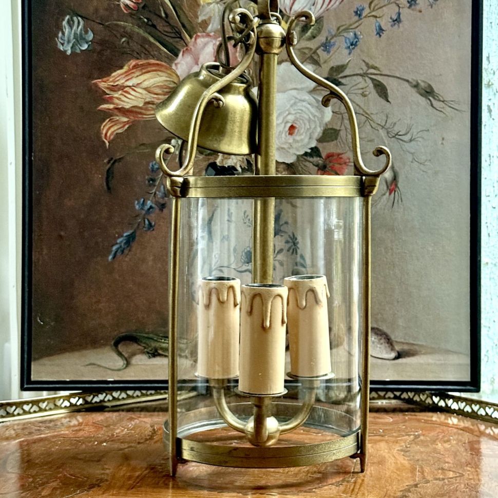 Люстра на три лампы 45см Франция латунь 