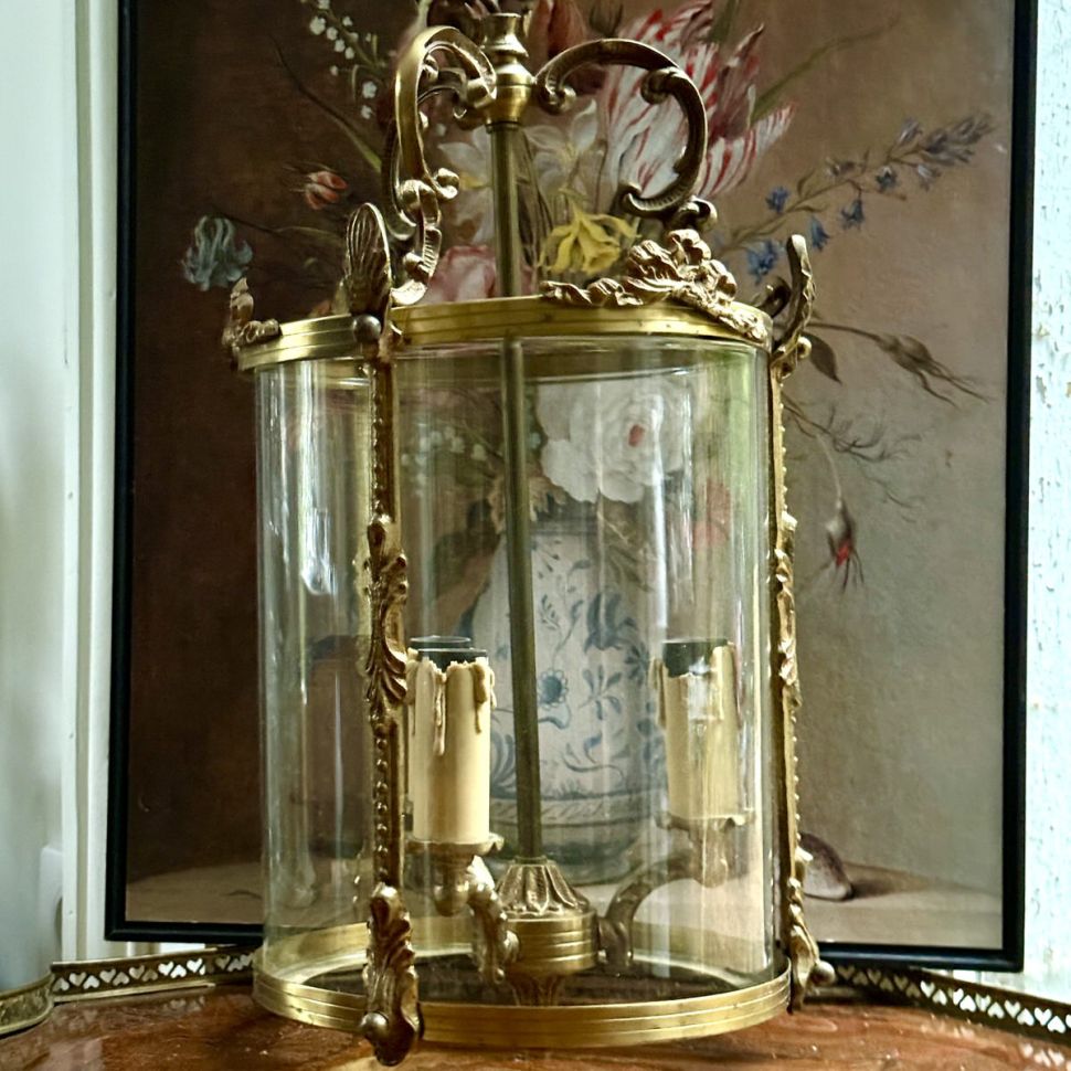 Люстра на три лампы 45см Франция латунь 