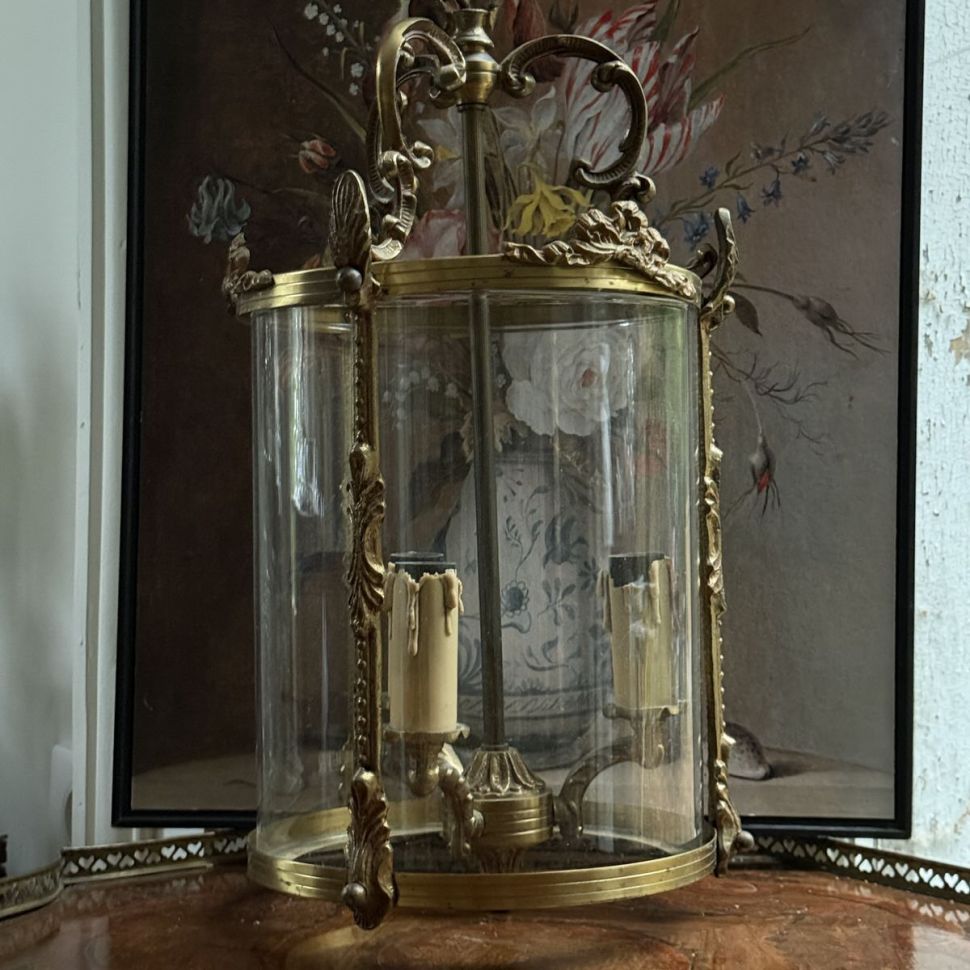 Люстра на три лампы 45см Франция латунь 