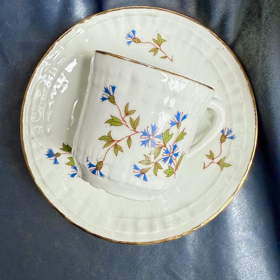 Кофейная пара Васильки 130 мл фарфор Франция