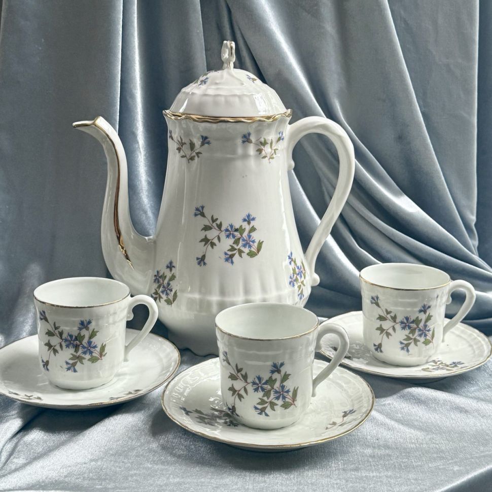 Кофейная пара Васильки 130 мл фарфор Франция