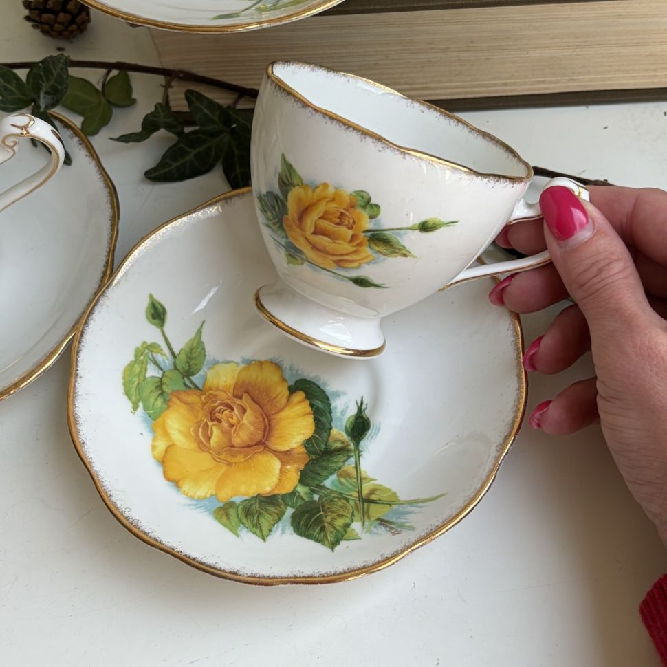 Чайная пара Roslyn Wheatcroft Roses 200 мл Англия 