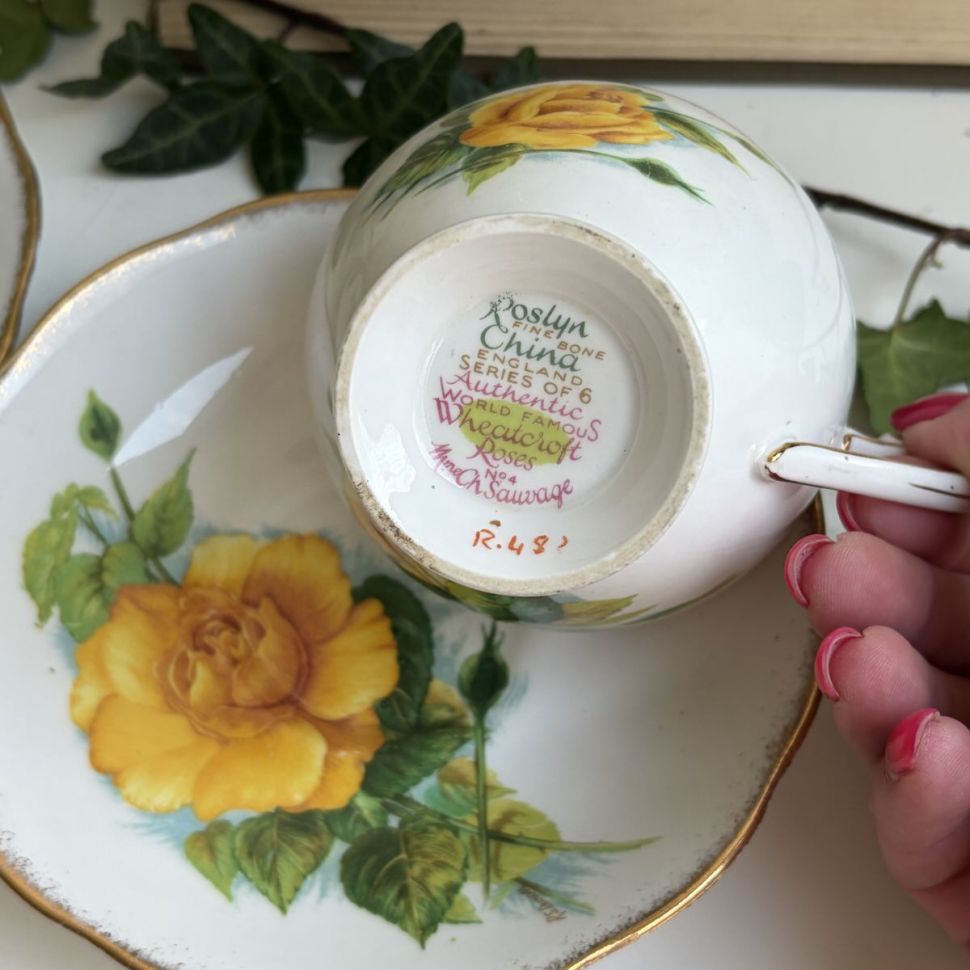 Чайная пара Roslyn Wheatcroft Roses 200 мл Англия 