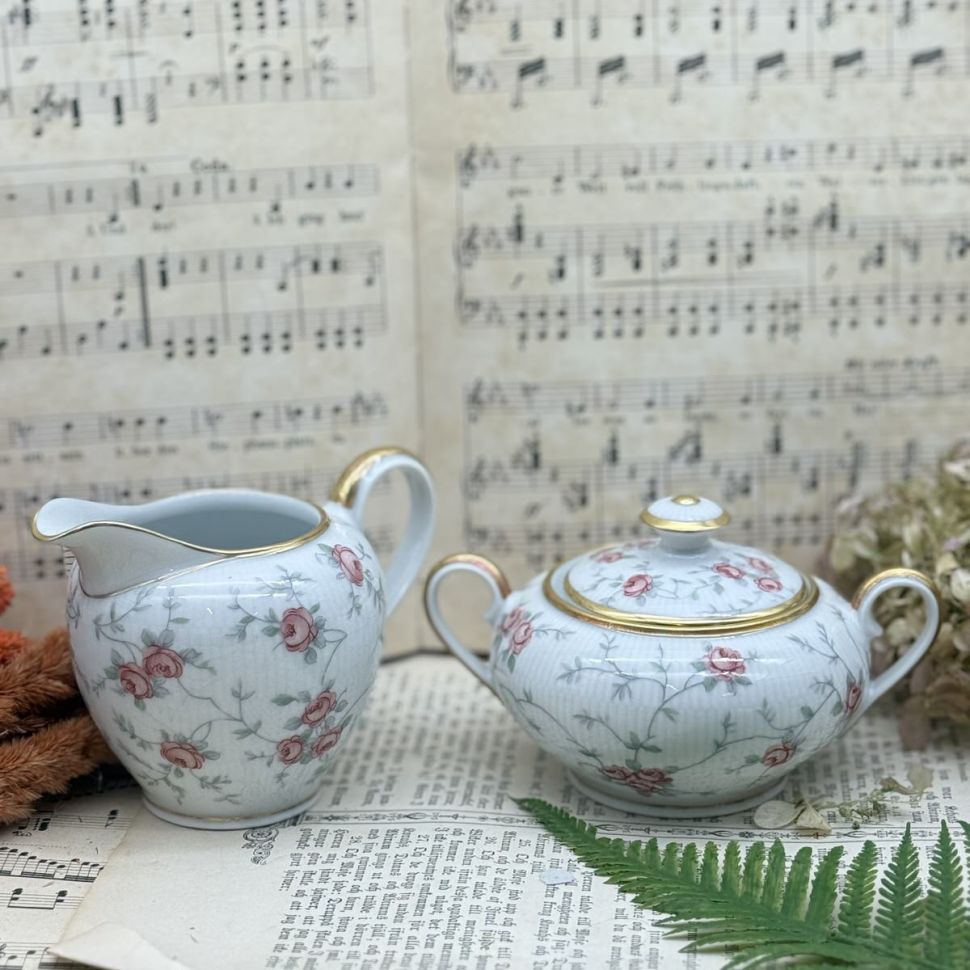 Сахарница молочник Schumann Arzberg Роза набор 2 предмета Бавария