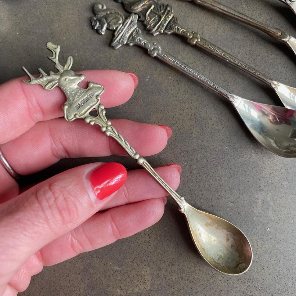 Ложка чайная 12 см Олень мельхиор