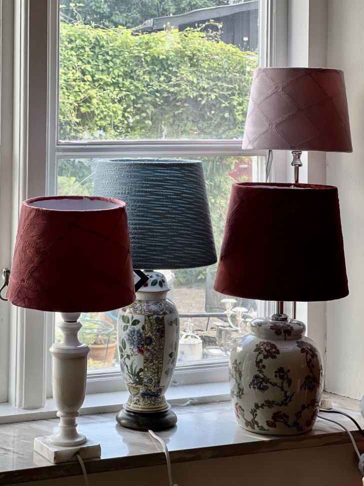 Абажур голубой 23 см ткань рогожка