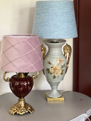 Абажур голубой 23 см ткань рогожка    