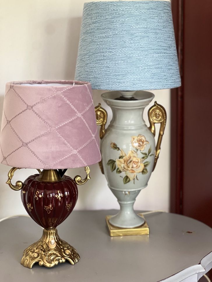 Абажур голубой 23 см ткань рогожка