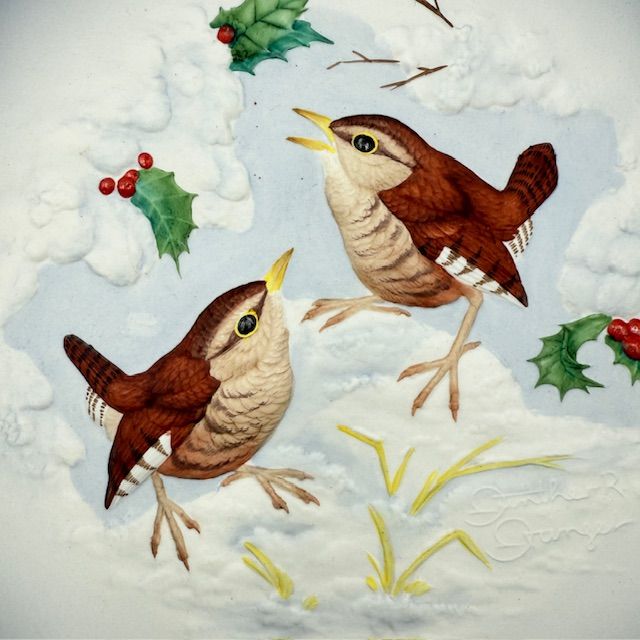 Тарелка панно Hutchenreuther Птицы 26 см фарфор Германия 1976 г.