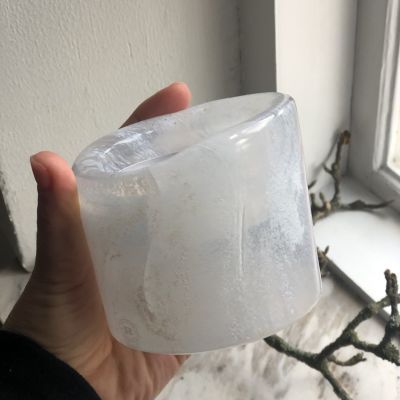 Подсвечник 9,5 см молочный цвет ручная работа