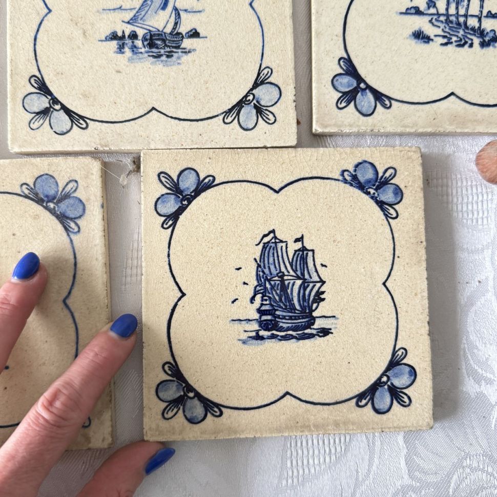 Плитка изразец Delft Фрегат 12х12 см Голландия