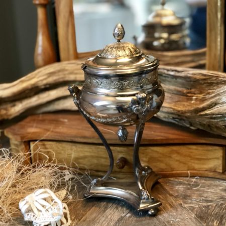 Икорница винтажная, мельхиор