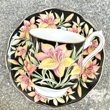 Кофейная пара черный Royal Albert PrairieLily 120 мл Англия