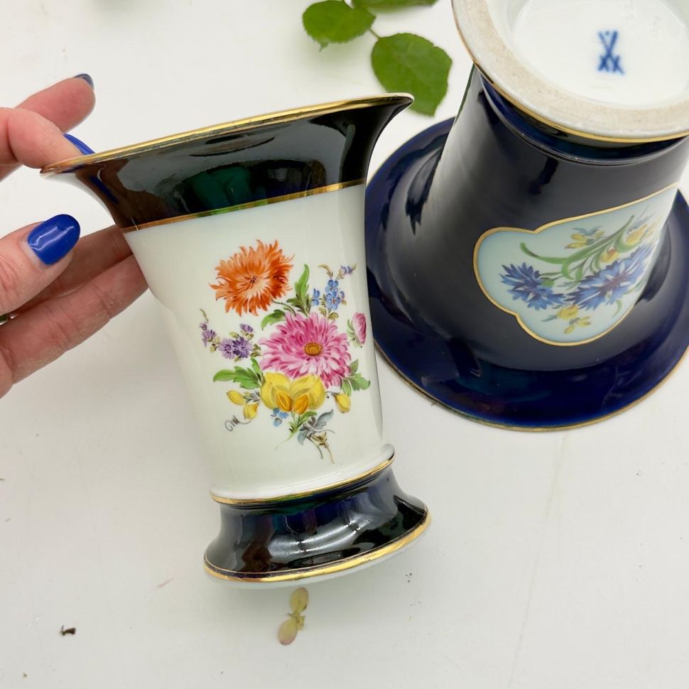 Ваза Meissen 14 см Мейсенский букет 1993г Германия ручная роспись