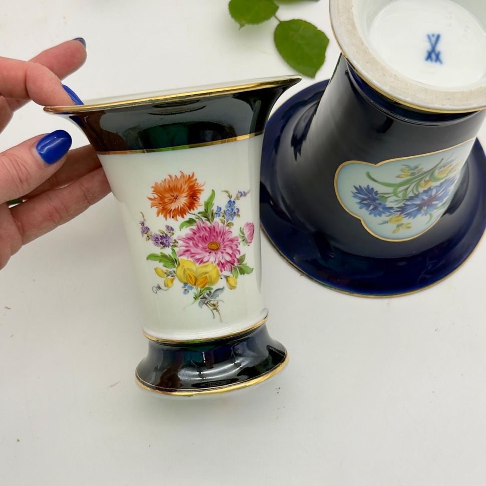 Ваза Meissen 14 см Мейсенский букет 1993г Германия ручная роспись