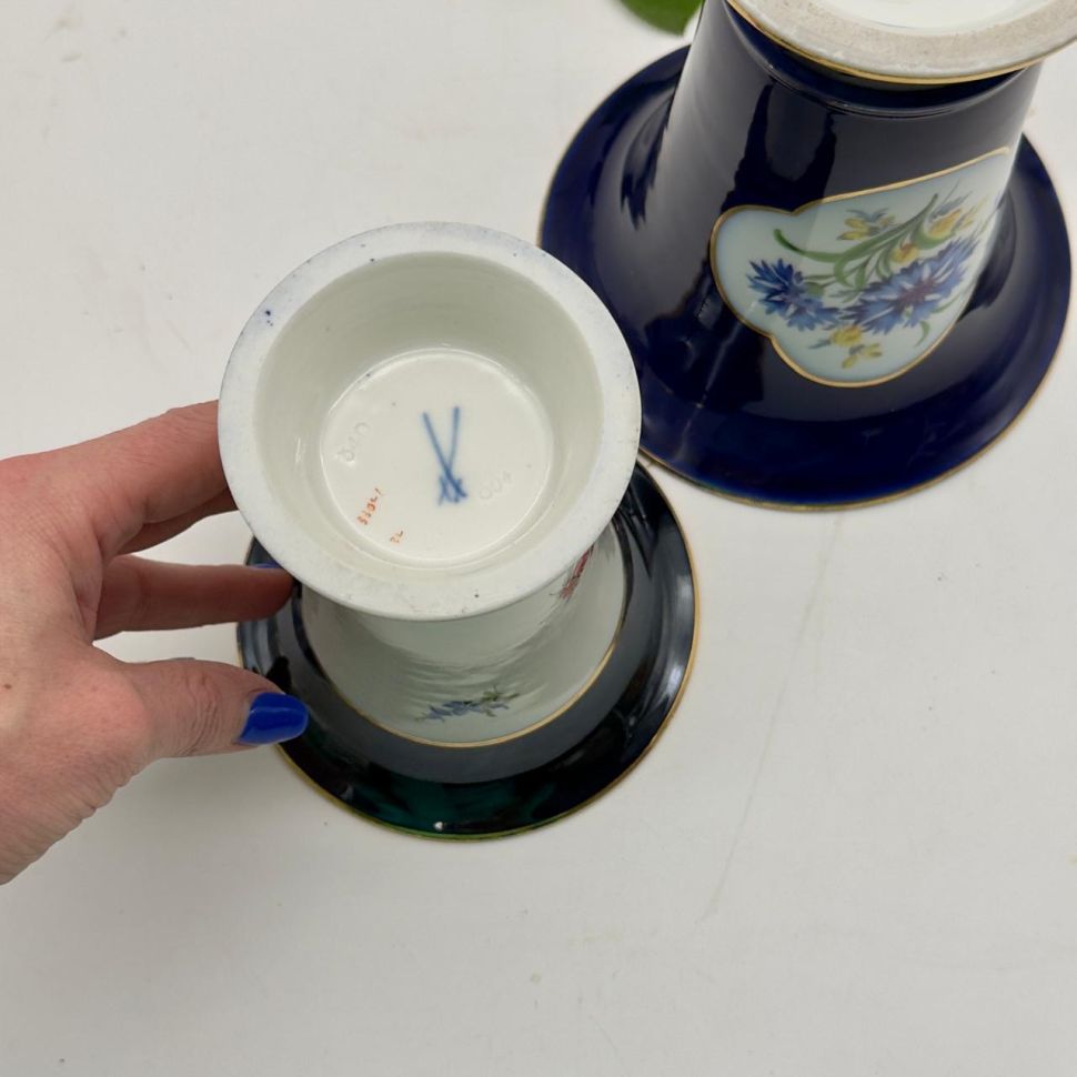 Ваза Meissen 14 см Мейсенский букет 1993г Германия ручная роспись