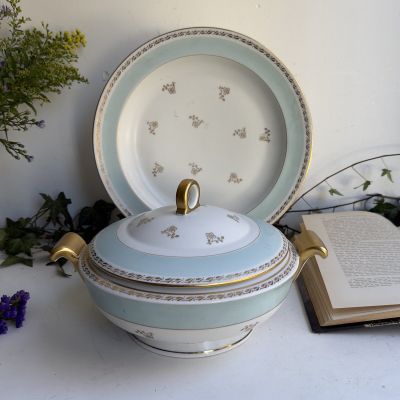 Супница террин Limoges 2,5 л тиффани фарфор позолота Франция