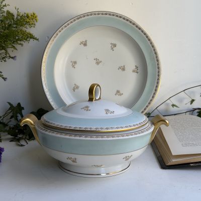 Супница террин Limoges 2,5 л тиффани фарфор позолота Франция