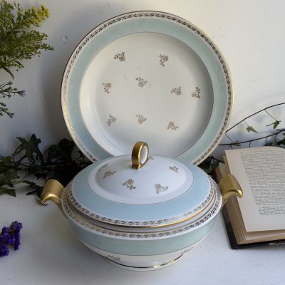 Супница террин Limoges 2,5 л тиффани фарфор позолота Франция