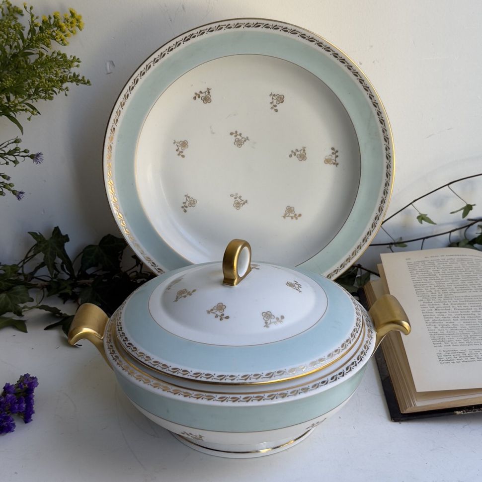 Супница террин Limoges 2,5 л тиффани фарфор позолота Франция