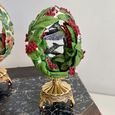 Яйцо Фаберже Колибри House of Faberge Franklin Mint красно-зеленое
