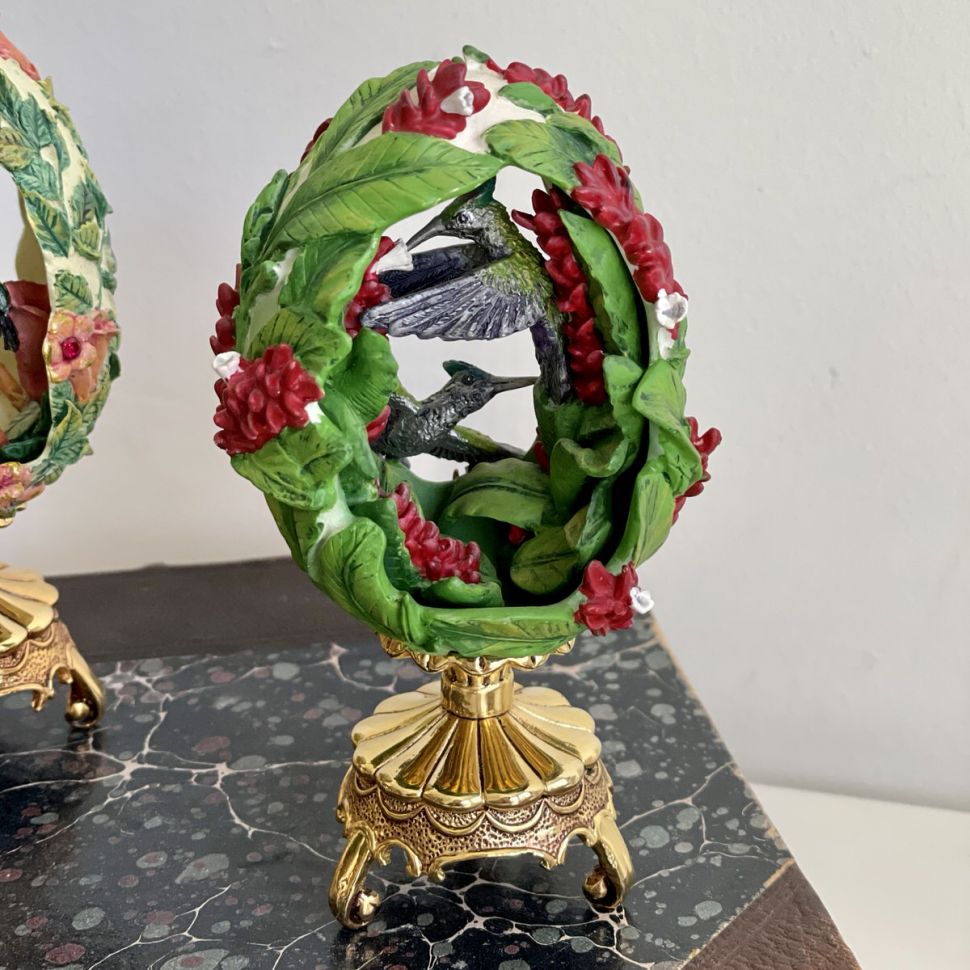 Яйцо Фаберже Колибри House of Faberge Franklin Mint красно-зеленое