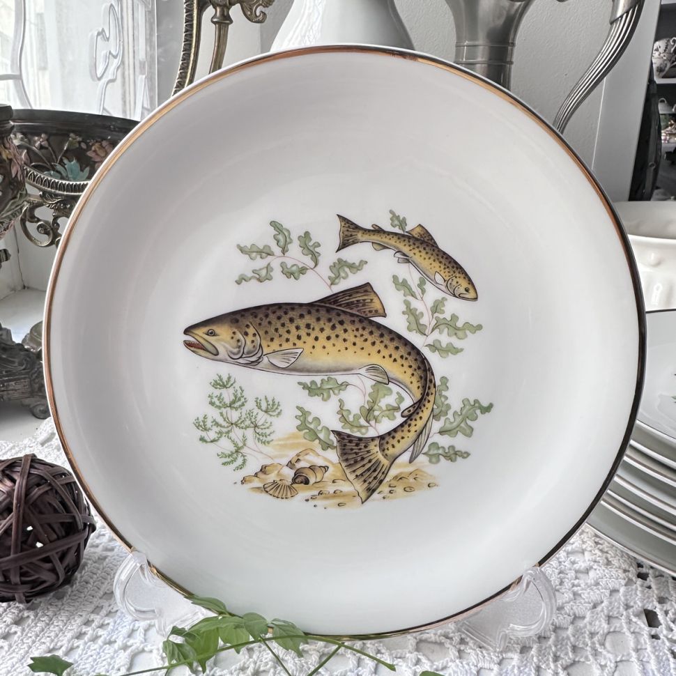 Тарелка Krautheim Рыбы 25 см фарфор Бавария Германия