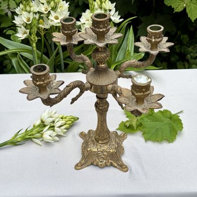 Подсвечник канделябр на пять свечей 32 см бронза