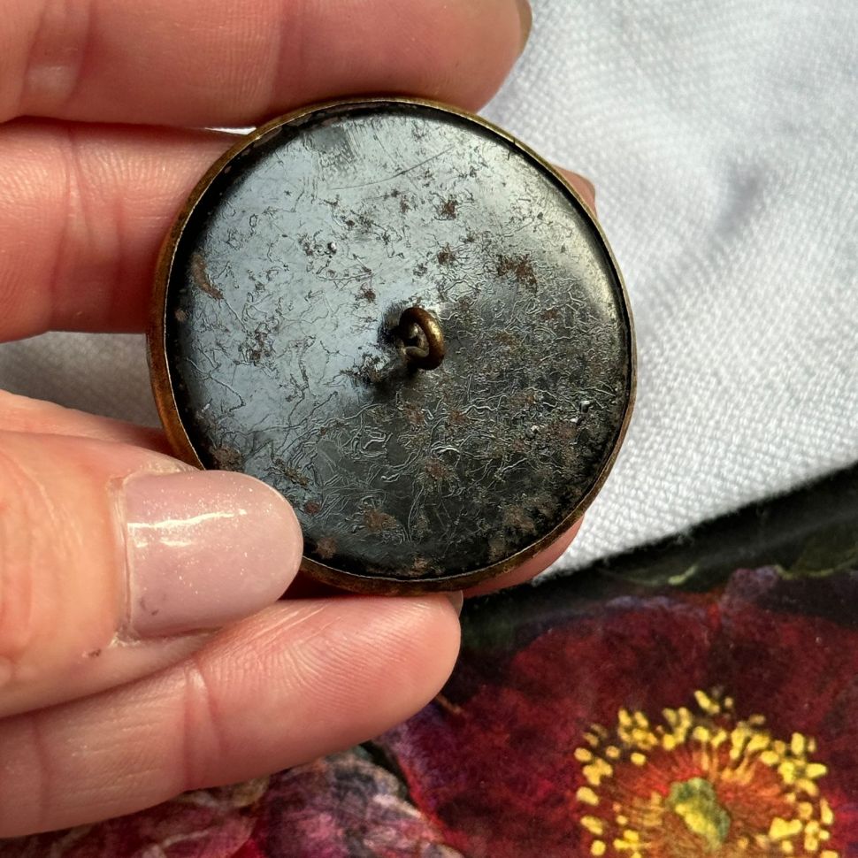 Пуговица старинная Охотничий рожок 4 см дерево латунь