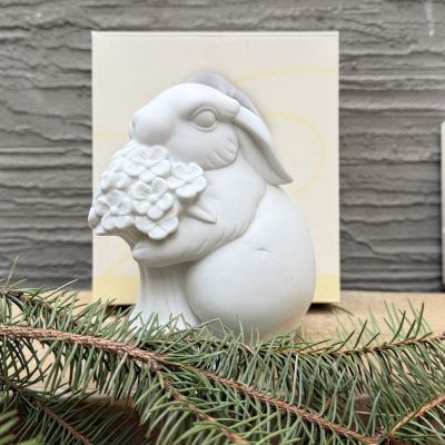 Статуэтка Hutschenreuther Заяц с букетом 14 см бисквитный фарфор Германия