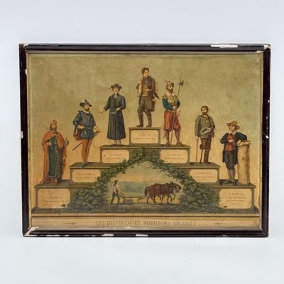 Гравюра Les Differentes Positions Sociales 44x34 см Франция