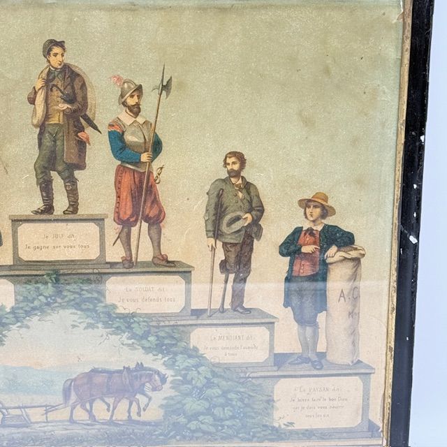 Гравюра Les Differentes Positions Sociales 44x34 см Франция