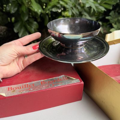 Соусник на блюде 350 мл сталь с серебрением Франция