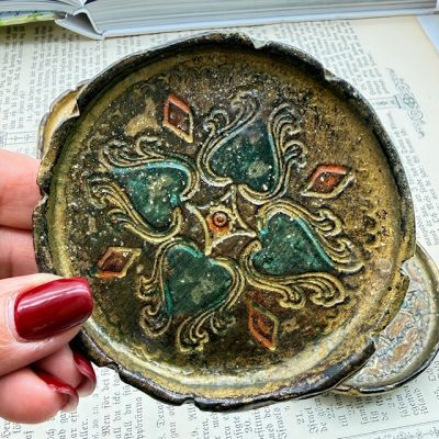 Блюдце подставка флорентийская 9 см дерево Италия набор 4 шт.