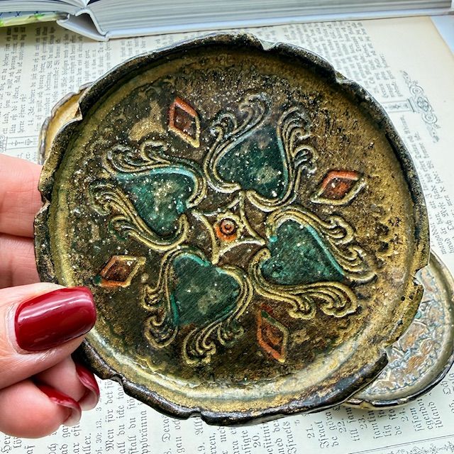 Блюдце подставка флорентийская 9 см дерево Италия набор 4 шт.