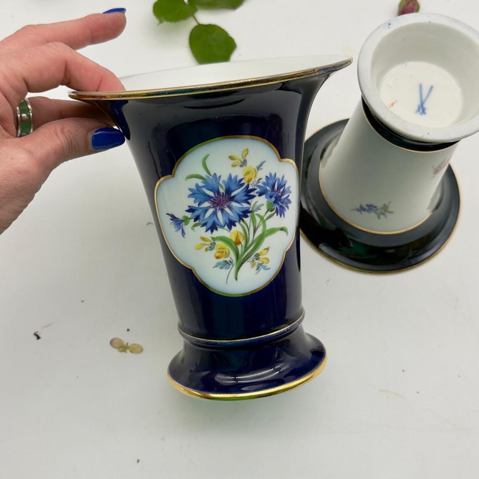 Ваза Meissen 17 см Мейсенский букет 1924-1934 гг Германия ручная роспись