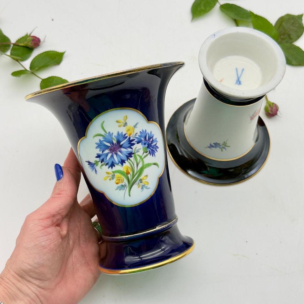 Ваза Meissen 17 см Мейсенский букет 1924-1934 гг Германия ручная роспись