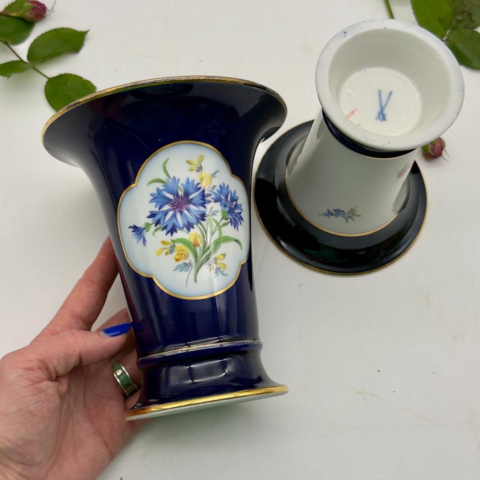 Ваза Meissen 17 см Мейсенский букет 1924-1934 гг Германия ручная роспись