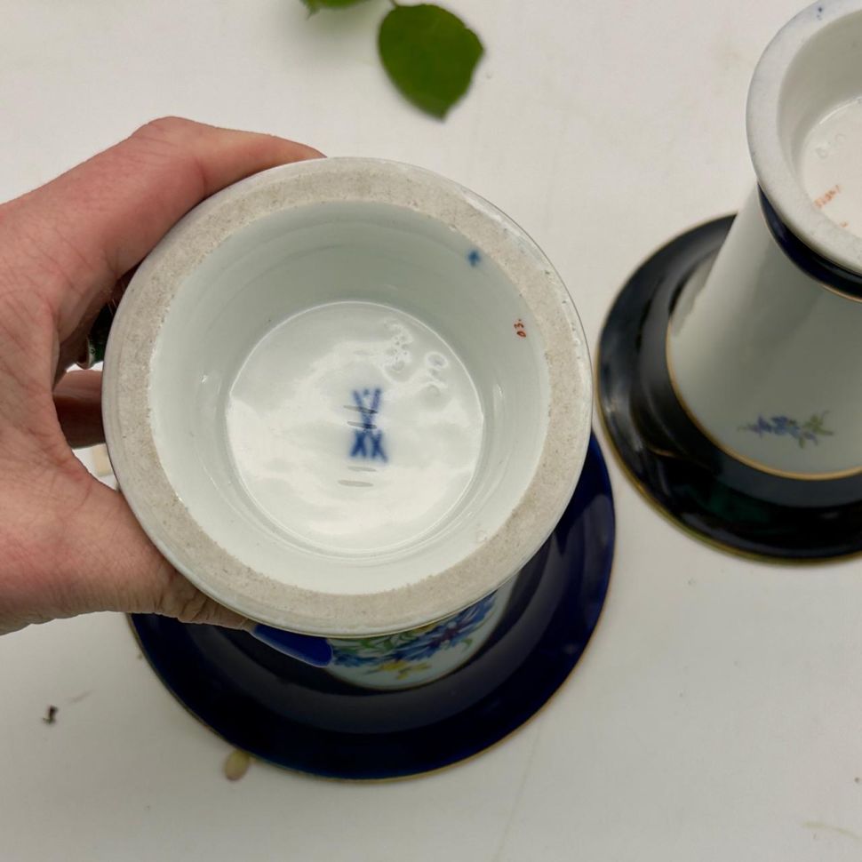 Ваза Meissen 17 см Мейсенский букет 1924-1934 гг Германия ручная роспись