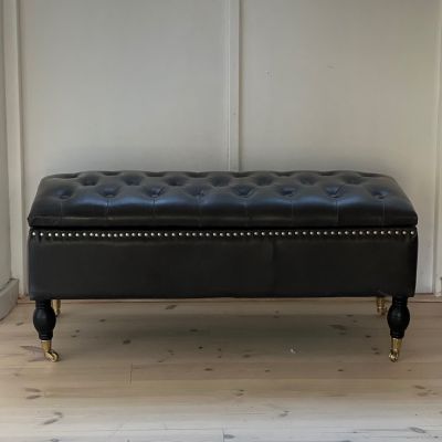 Банкетка ящик на ножках 103х40х42 см кожа дерево